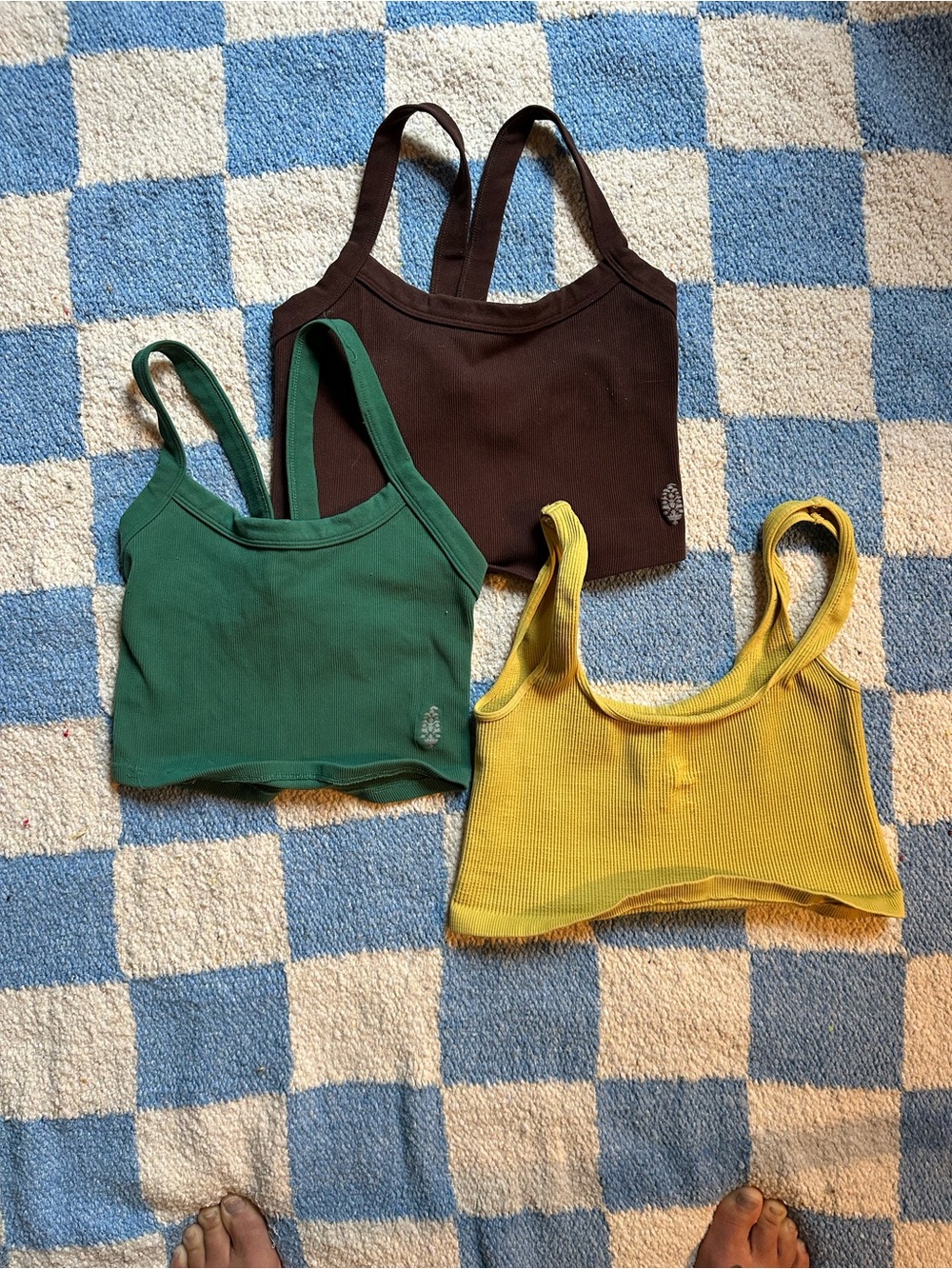 Fp movement Ribbed Tank Crop Top bundle Green, Brown, Yellow